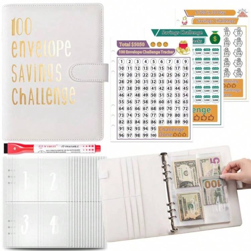 🌺White 100 Envelope Savings Challenge